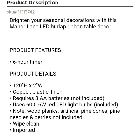 🤎 3/$35 120" long 2" LED burlap ribbon string lights - Picture 5 of 6
